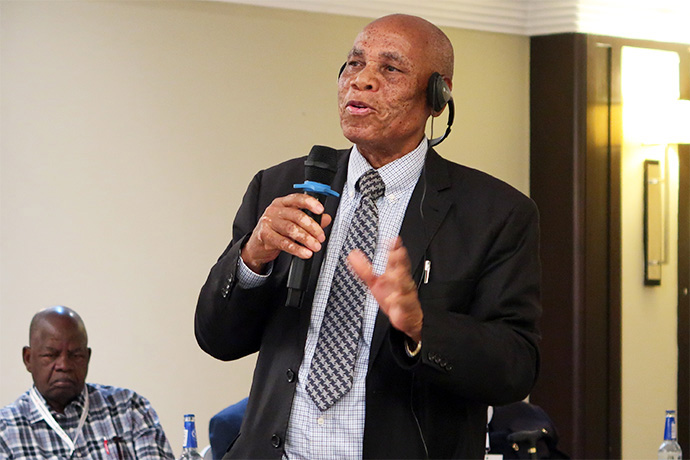 Bishop Eben K. Nhiwatiwa of the Zimbabwe Episcopal Area, who is the Africa Colleges of Bishops president, speaks during the continent’s episcopal leaders meeting in Lubumbashi, Congo, Sept 2-7. The meeting held various conversations relating to the future of the church in Africa. Photo by Eveline Chikwanah, UM News.   