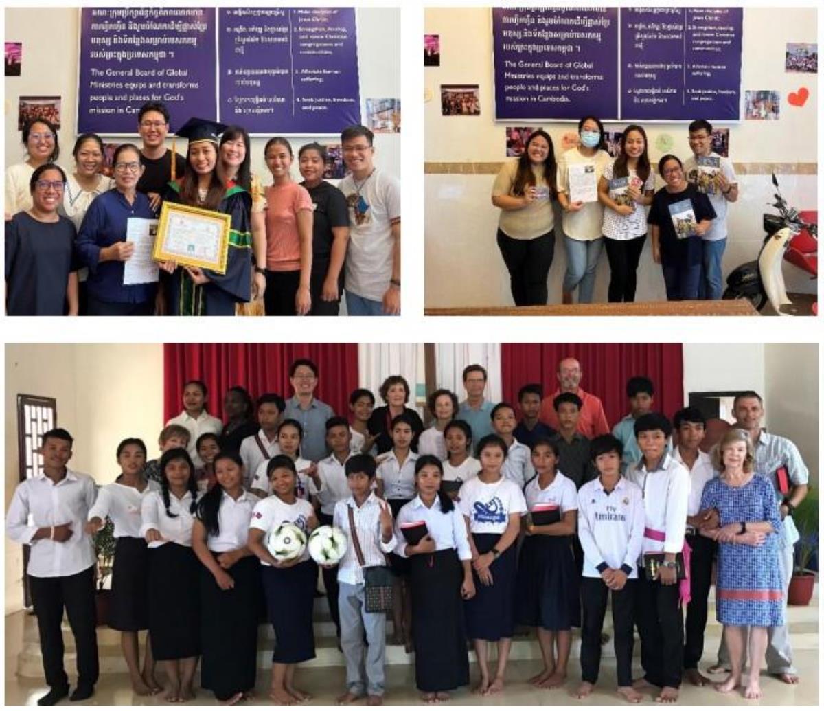 이순영 선교사가 캄보디아 사역을 전하는 선교사 편지 내의 사진을 콜라주 했다. 사진 출처, umccambodia.org. 