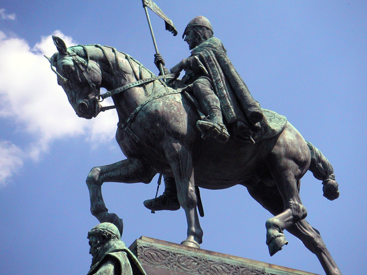 The famed British carol “Good King Wenceslas” is inspired by a Christian martyr who remains an important figure in his Czech homeland. The real Wenceslas — known as Václav the Good — lived from about A.D. 907 to 929. For nearly 100 years, a large statue of him as an armed knight on horseback has stood proudly in Prague’s Wenceslas Square. It was sculpted by Josef Václav Myslbek. Photo courtesy of Wikimedia Commons.