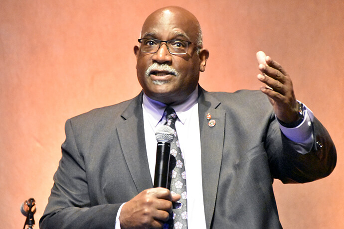 West Ohio Area Bishop Gregory Palmer hosted the Black Methodists for Church Renewal General Meeting March 6-9 in Cincinnati. He preached during the first night’s Communion service and urged United Methodists to focus not so much on saving the institutional church but on saving the world. Photo by John Coleman, UM News.