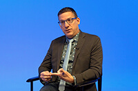 Andrew Hendren, top executive of Wespath Benefits and Investments, discusses socially responsible investing during an online orientation for delegates Feb. 29–March 1. Screengrab courtesy of United Methodist Communications via Zoom by UM News.