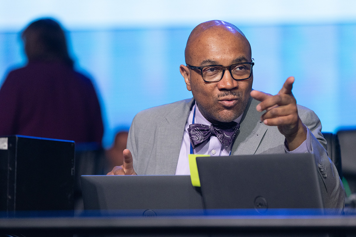Maurice S. Henderson serves as parliamentarian for the United Methodist General Conference in Charlotte, N.C. He has worked part-time as a professional parliamentarian for 24 years.  Photo by Mike DuBose, UM News.