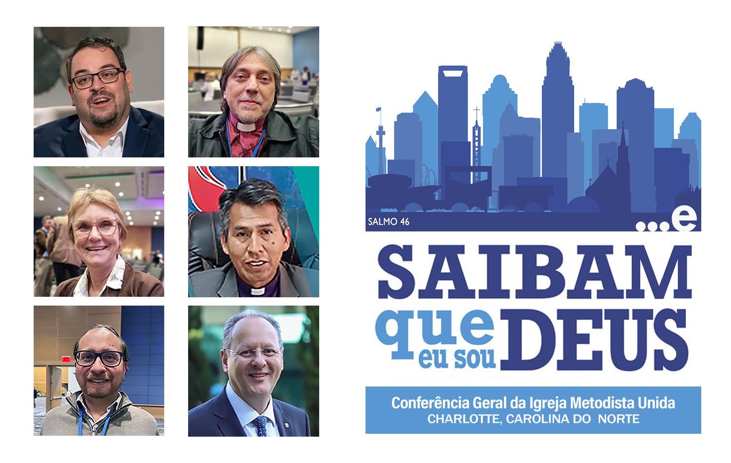 Líderes metodistas hispano-latinos/as da América Latina e dos Estados Unidos reagiram à mensagem no culto de inauguração da Conferência Geral 2024, liderada pelo bispo Thomas Bickerton, presidente do Conselho dos Bispos/as da Igreja Metodista Unida. Foto-ilustração: Rev Gustavo Vasquez, Notícias MU.