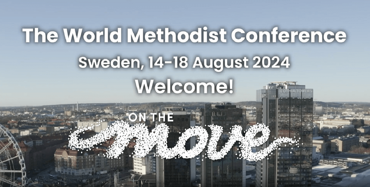 제22차 세계감리교대회(World Methodist Conference)가 2024년 8월 13일부터 18일까지 스웨덴 예테보리(Gothenburg)에서 “전진하자(On The Move)”라는 주제로 열린다. 사진은 세계감리교협의회가 홈페이지에 올린 세계감리교총회 초대 비디오 갈무리. 갈무리, 김응선 목사, 연합감리교뉴스. 제22차 세계감리교대회(World Methodist Conference)가 2024년 8월 13일부터 18일까지 스웨덴 예테보리(Gothenburg)에서 “전진하자(On The Move)”라는 주제로 열린다. 사진은 세계감리교협의회가 홈페이지에 올린 세계감리교총회 초대 비디오 갈무리. 갈무리, 김응선 목사, 연합감리교뉴스.
