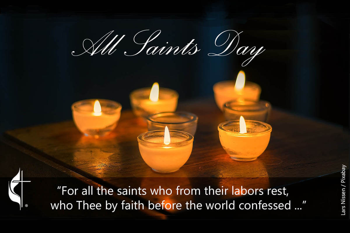 All Saints Day meme. Image by Lars Nissen from Pixabay; graphic by Laurens Glass, UM News.