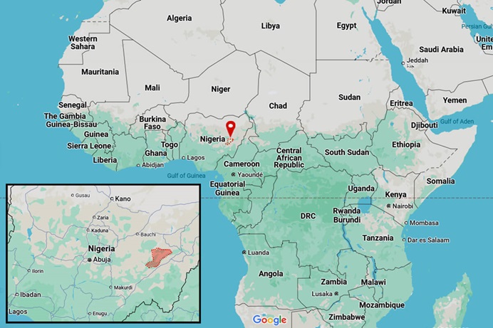Un mapa muestra el área del gobierno local de Karim Lamido en el estado de Taraba, Nigeria donde los enfrentamientos entre miembros de la Iglesia Metodista Unida y la Iglesia Metodista Global se intensificaron el 15 de diciembre en la comunidad de Munga Dosso, dejando tres metodistas unidos muertos. Mapas cortesía de Google; gráfico de Laurens Glass, Noticias MU.  Un mapa muestra el área del gobierno local de Karim Lamido en el estado de Taraba, Nigeria donde los enfrentamientos entre miembros de la Iglesia Metodista Unida y la Iglesia Metodista Global se intensificaron el 15 de diciembre en la comunidad de Munga Dosso, dejando tres metodistas unidos muertos. Mapas cortesía de Google; gráfico de Laurens Glass, Noticias MU.