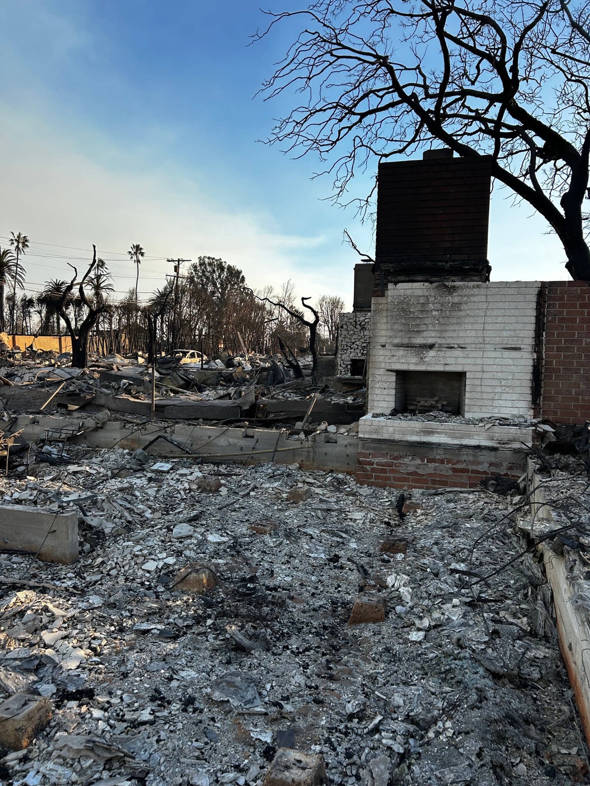 Part of a fireplace still stands in Pacific Palisades, Calif. Photo courtesy of the Rev. John Shaver, California-Pacific Conference.