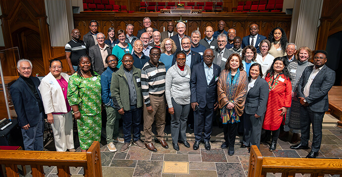 Members of the Standing Committee on Central Conference Matters join for a group photo at the United Methodist Board of Global Ministries headquarters in Atlanta. Photo by Adam Bowers, Global Ministries.