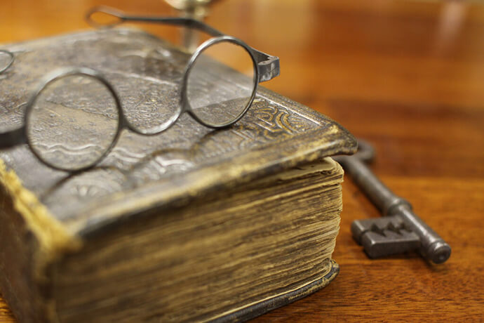 The original glasses and Bible of Methodist founder John Wesley offer a sampling of the thousands of historic items housed at the United Methodist Commission on Archives and History at Drew University in Madison, N.J. File photo by Kathleen Barry, UM News.