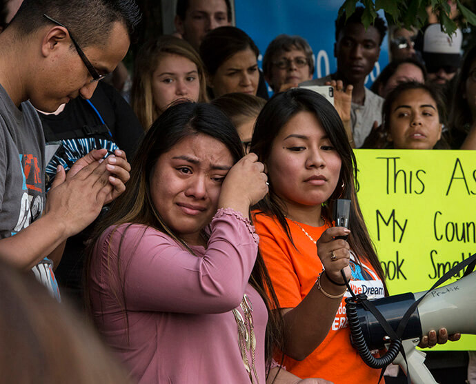 Hundreds, including United Methodists, march for Deferred Action for Childhood Arrivals (DACA) and the Dream Act on Sept. 8, 2017, in Nashville, Tenn. For United Methodists and other faith communities, care for immigrants is core to their mission. File photo by Kathleen Barry, UM News.