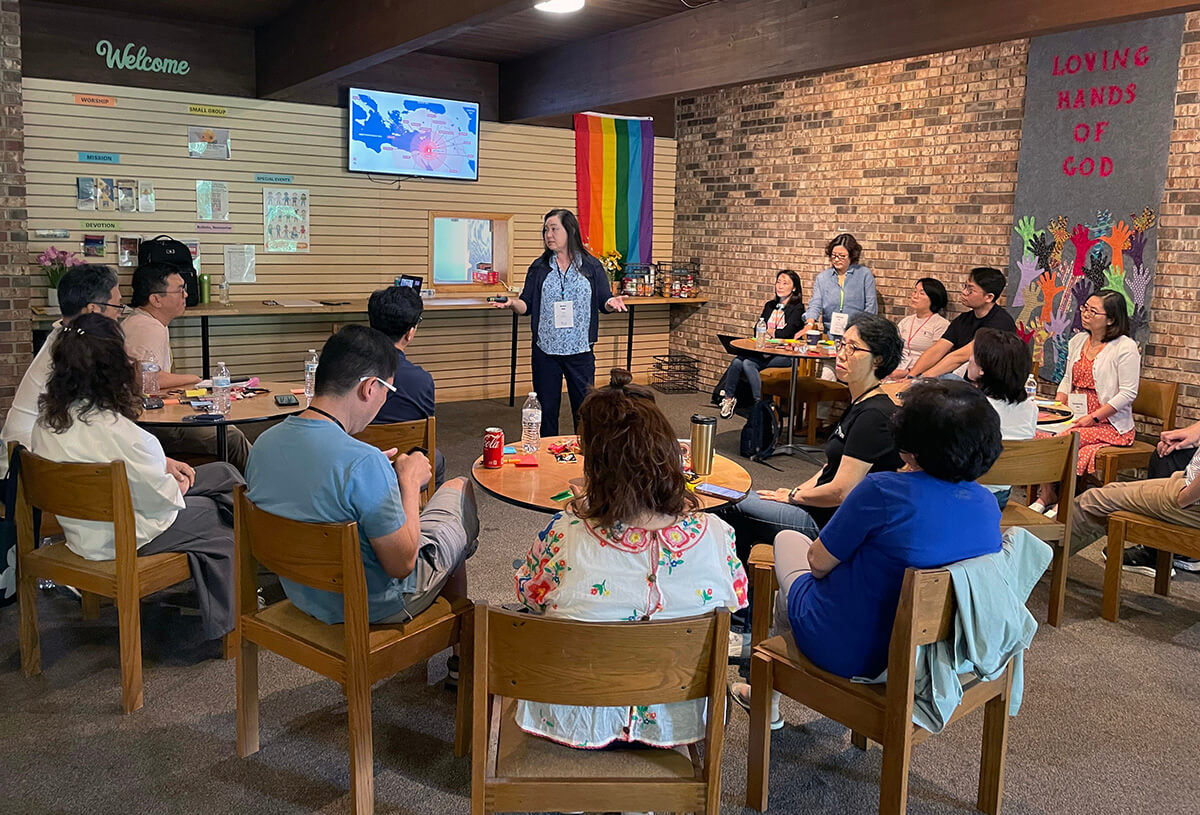The Rev. Grace Pak leads a session on cross-cultural theology at the United Methodist Church of the Incarnation in Schaumburg, Ill., during the 2024 CRCC Madang retreat on Aug. 13, 2024. File photo by the Rev. Heewon Kim, the National Association of Korean-American United Methodist Pastors Serving Cross-Racial/Cultural Appointments.  