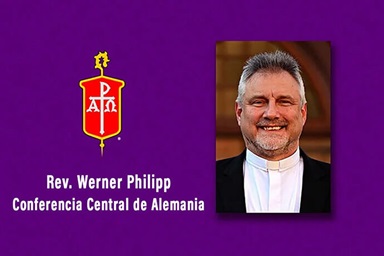 El Rev. Werner Philipp ha sido elegido obispo metodista unido por los/as delegados/as a la Conferencia Central de Alemania. Foto cortesía de Klaus Ulrich Ruof; gráfico de Noticias MU. El Rev. Werner Philipp ha sido elegido obispo metodista unido por los/as delegados/as a la Conferencia Central de Alemania. Foto cortesía de Klaus Ulrich Ruof; gráfico de Noticias MU.