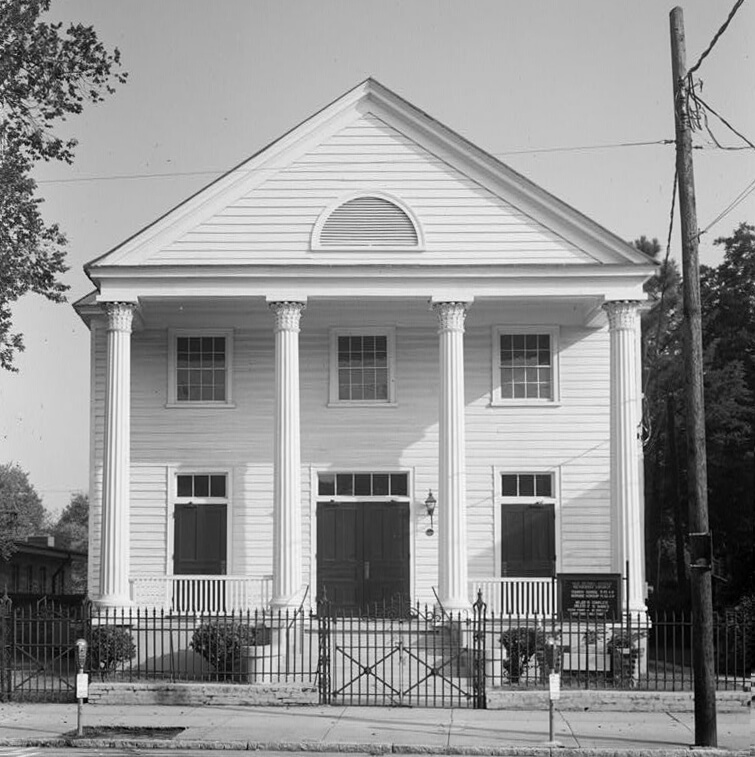 Old Bethel United Methodist Church in Charleston, S.C., built about 1798, is the city’s oldest Methodist church. Originally a racially mixed congregation, its free and enslaved Black members left because they were forced to sit in the galleries. They created their own congregation in 1840 but returned to the original building when white members decided to build a larger church on the grounds, which is now Bethel United Methodist Church. This street view of Old Bethel United Methodist Church is from a Historic American Buildings Survey. Photo courtesy of the Library of Congress.