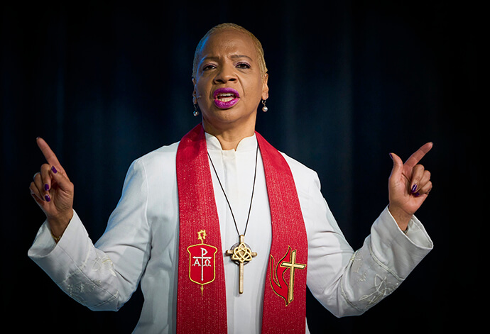 Bishop Tracy S. Malone preaches on the final day of the 2024 United Methodist General Conference in Charlotte, N.C. The first Black woman to serve as president of the denomination’s Council of Bishops, Malone said she sees Black churches as “places where the wounded can find refuge, where truth is boldly proclaimed and where hope is nurtured.” File photo by Paul Jeffrey, UM News.