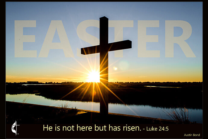 Sunrise behind the cross at Belin Memorial United Luke 24:5 Why do you look for the living among the dead? He is not here but has risen. Austin Bond Photography. Graphic by Laurens Glass, UM News. Austin Bond Photography. Taken January 5, 2017. See more cross photos at www.facebook.com/AustinBondPhotography. Please email Austin at austinebond@yahoo.com to use photo, and send him a link or copy of the final project that features his credited photo. Sunrise behind the cross at Belin Memorial United Luke 24:5 Why do you look for the living among the dead? He is not here but has risen. Austin Bond Photography. Graphic by Laurens Glass, UM News. Austin Bond Photography. Taken January 5, 2017. See more cross photos at www.facebook.com/AustinBondPhotography. Please email Austin at austinebond@yahoo.com to use photo, and send him a link or copy of the final project that features his credited photo.