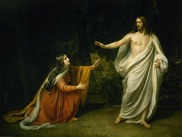 “Christ's Appearance to Mary Magdalene after the Resurrection” (1835) by Russian painter Alexander Andreyevich Ivanov (1806-1858). Image courtesy of Wikimedia Commons.