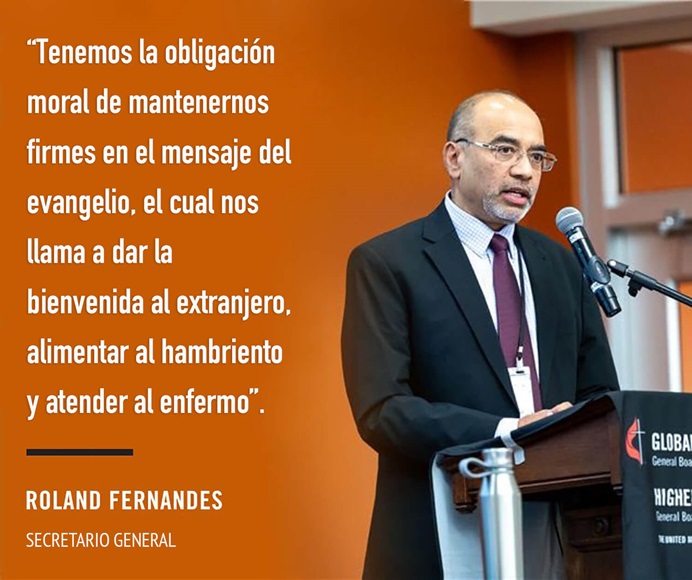 Roland Fernandes, secretario general presentó su informe a las juntas generales de Ministerios Globales y Educación Superior y Ministerio. Foto cortesía de la Junta General de Ministerios Globales. Roland Fernandes, secretario general presentó su informe a las juntas generales de Ministerios Globales y Educación Superior y Ministerio. Foto cortesía de la Junta General de Ministerios Globales.