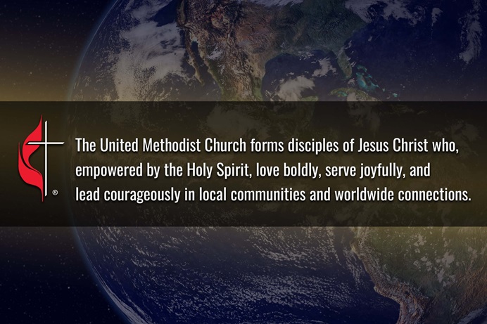 The Council of Bishops and Connectional Table have collaborated in developing a new vision statement for the denomination: The United Methodist Church forms disciples of Jesus Christ who, empowered by the Holy Spirit, love boldly, serve joyfully, and lead courageously in local communities and worldwide connections. Earth image by NASA Space Observatory; graphic by Laurens Glass, UM News. The Council of Bishops and Connectional Table have collaborated in developing a new vision statement for the denomination: The United Methodist Church forms disciples of Jesus Christ who, empowered by the Holy Spirit, love boldly, serve joyfully, and lead courageously in local communities and worldwide connections. Earth image by NASA Space Observatory; graphic by Laurens Glass, UM News.