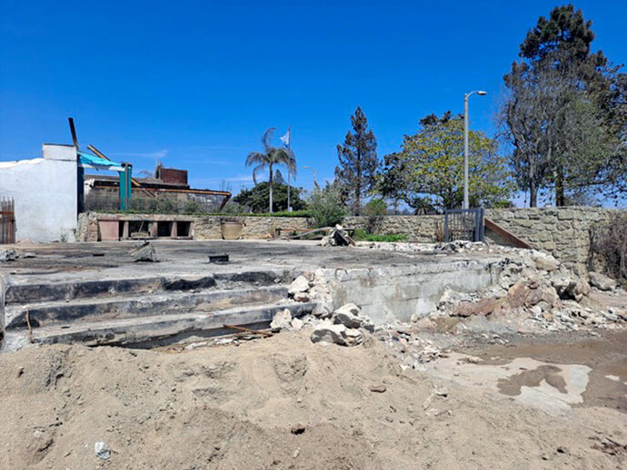 The recently cleared land of Community United Methodist Church in Pacific Palisades, Calif., awaits redevelopment. The Rev. Catherine “Catie” Coots, Community’s new pastor, said she anticipates a “phased approach to rebuilding, including spaces that can be used for multiple purposes.” Photo courtesy of Bryan Swanson.