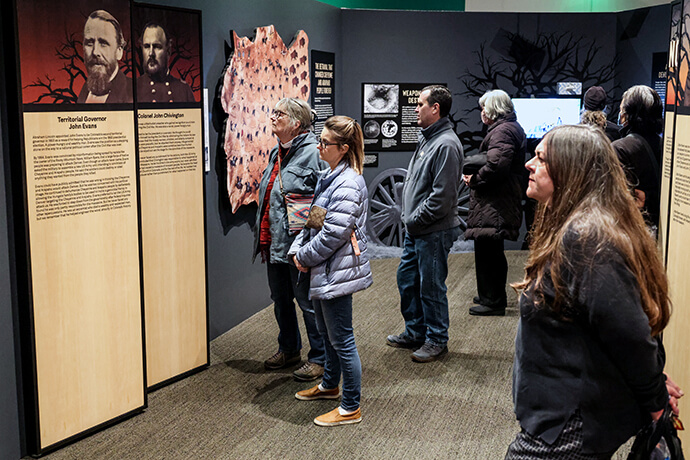 “The Sand Creek Massacre: The Betrayal That Changed Cheyenne and Arapaho People Forever” opened at the History Colorado Center in Denver in 2022, the result of a 10-year partnership between History Colorado and the tribal nations affected by the massacre. Its limited display in Washington is part of the second meeting of The United Methodist Church’s Sand Creek Massacre Interagency Task Force. Photo courtesy of History Colorado.