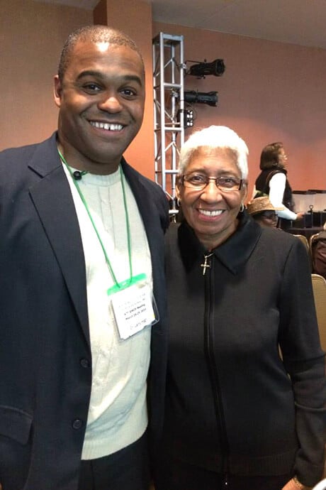Larry Hygh stands with Bishop Violet L. Fisher. Hygh, a lifelong United Methodist, interviewed Fisher as part of his dissertation, “A Qualitative Leadership Study of the Four Female African American Bishops of The United Methodist Church." Photo courtesy of Hygh.