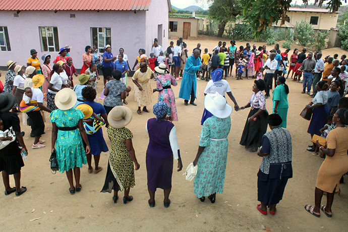 Members of United Methodist Birchenough Local Church in Zimbabwe sing and dance after services inside their new sanctuary, giving thanks for Pastor Zondai Chifamba’s efforts. Photo by Kudzai Chingwe, UM News. 
