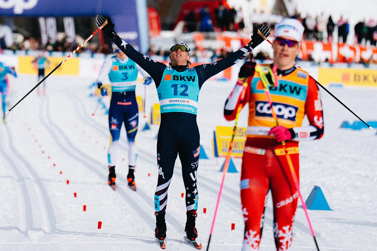 Athletes with Alaska Pacific University’s Nordic Ski Center practice cross-country skiing ahead of the Milano Cortina 2026 Winter Olympics. The United Methodist-related university in Anchorage, Alaska, has a tradition of sending cross-country skiers to the Olympics going back to 1972. Photo courtesy of APU Nordic Ski Center.