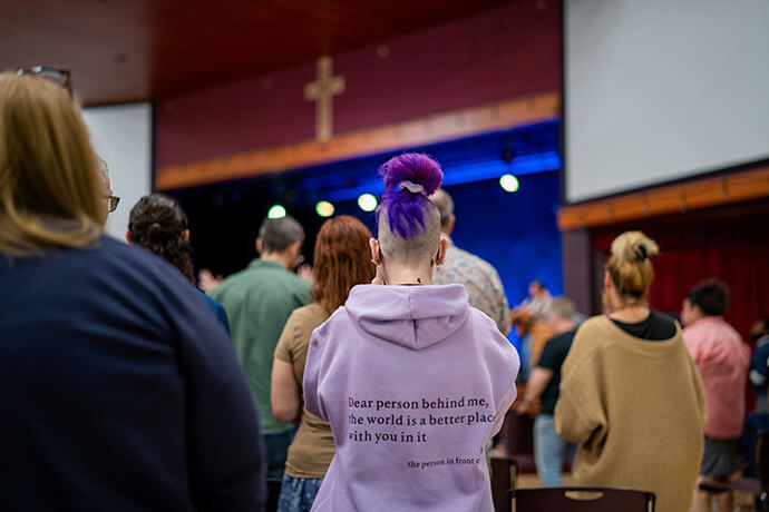 Attendees worship Feb. 27 at the Fresh Expressions United Methodist National Gathering 2026 at First United Methodist Church in Ocala, Fla. Photo by Brian Rose, Church of the Restoration in Reston, Va.