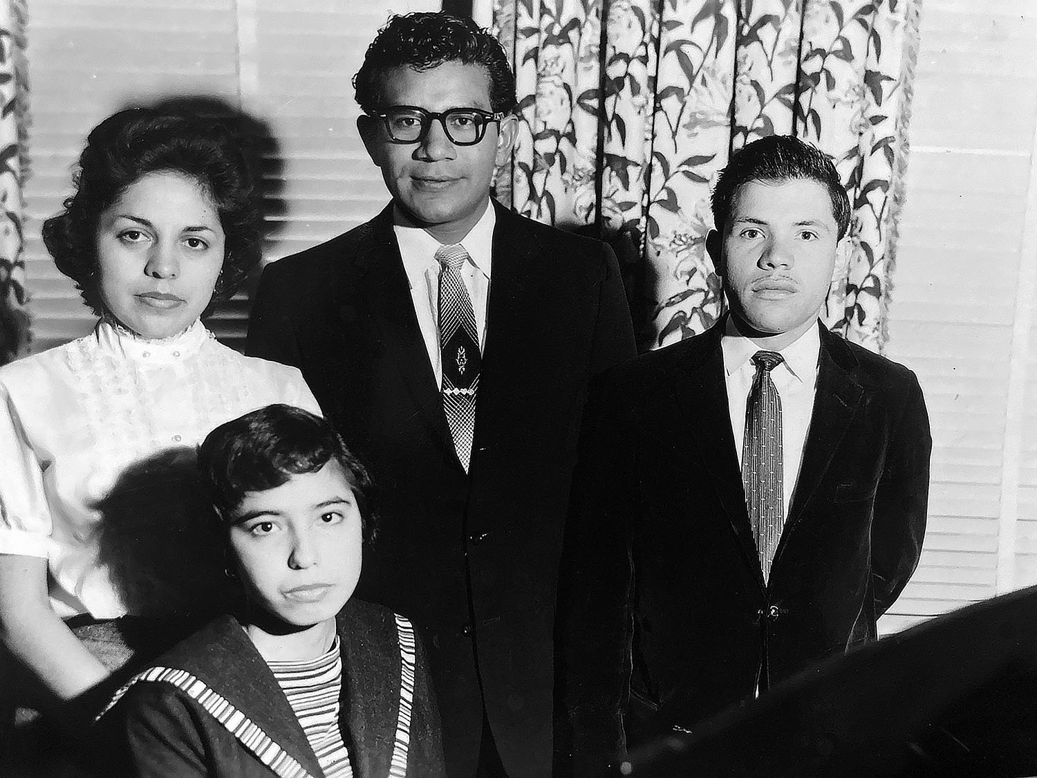 Raquel Martínez (seated) and the other members of the Lydia Patterson Institute quartet are invited to provide music at the Methodist Board of Global Ministries meeting in January 1958. Photo courtesy of the Martínez family.