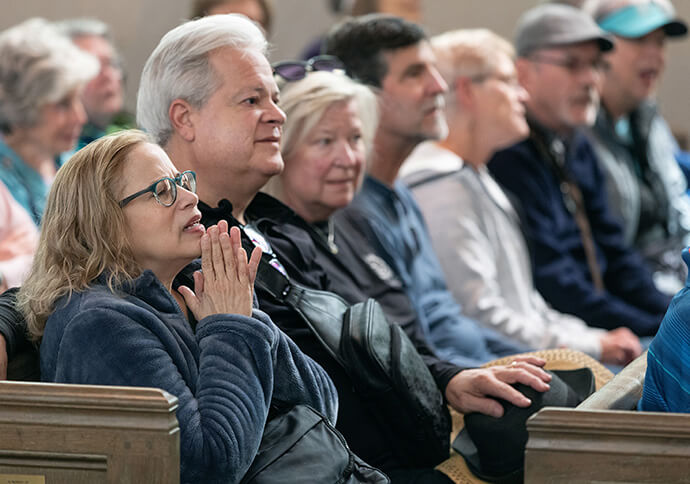 Alma and Migdiel Pérez (left) join in a Palm Sunday Witness at First Evangelical Lutheran Church in Nashville, Tenn. Alma Pérez is director of Hispanic/Latino Resourcing with United Methodist Discipleship Ministries in Nashville.