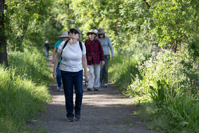 The Rev. Laurie Bayen leads a hike at the Laguna de Santa Rosa Trail. 