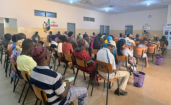 Patients queue for attention in the Lowell and Ruth Gess United Methodist Church Eye Hospital waiting room. The hospital attends to over 100 patients daily, helping them in their quest to restore their eyesight. Photo by Eveline Chikwanah, UM News.