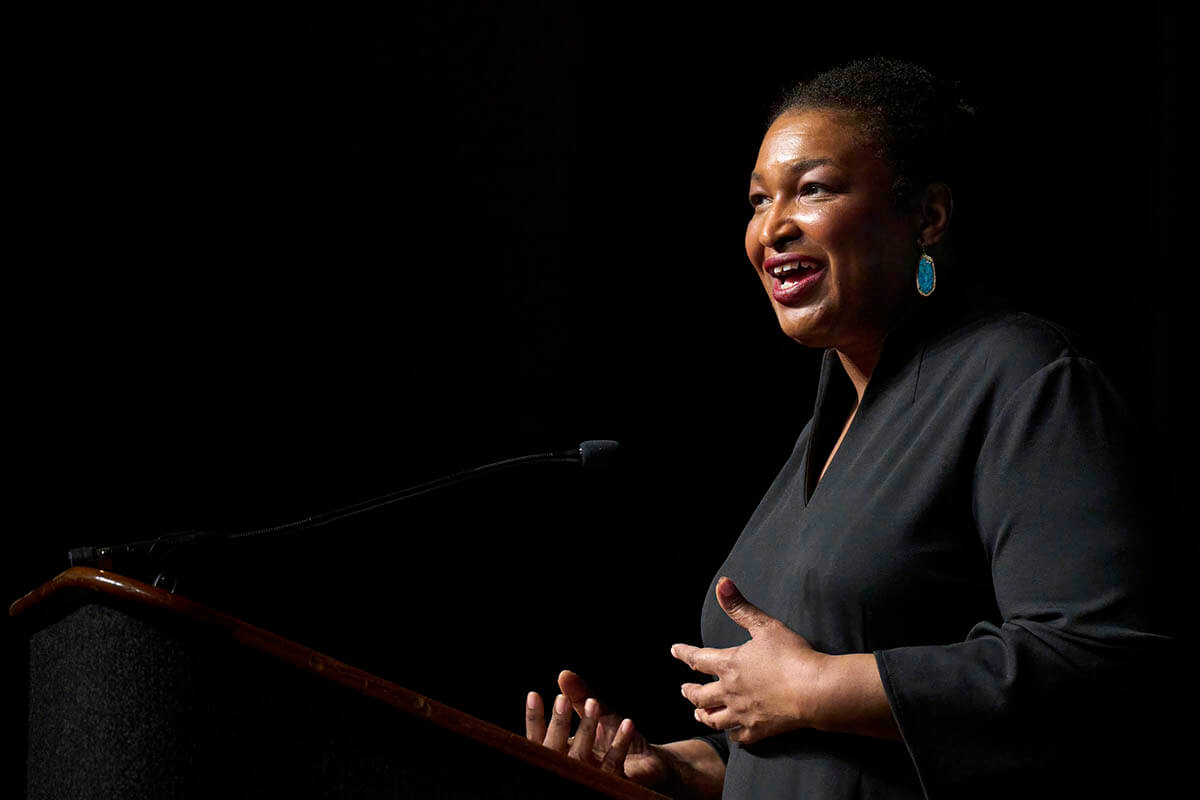 Stacey Abrams speaks to the legacy banquet during the United Women in Faith Assembly 2026 in Indianapolis on May 16. Photo by Paul Jeffrey, United Women in Faith.