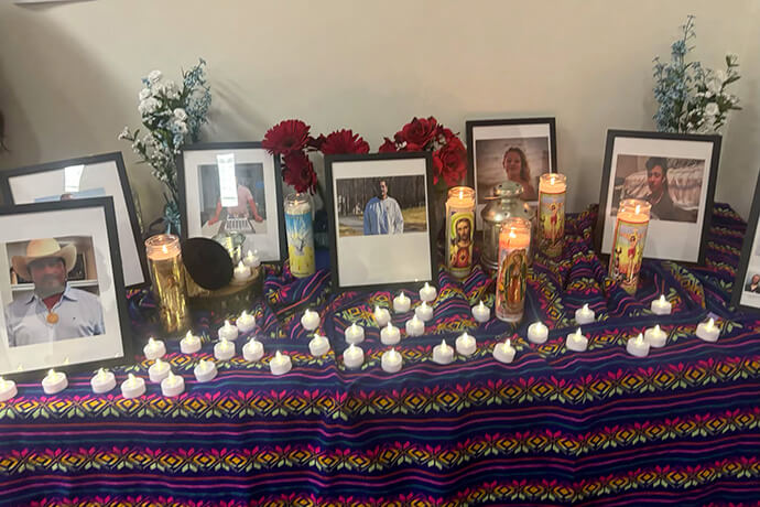The Service Employees International Union in Houston hosted an interfaith prayer vigil on July 11 to remember Lorenzo Salgado Araujo. The Rev. Emily Chapman, senior pastor of St. Mark’s United Methodist Church in Houston, was among the faith leaders with the Migration with Dignity Coalition who attended. Photo by Chapman.