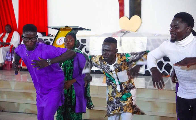 Graduates of the Technical Training Program perform a celebratory dance during the July 1 graduation ceremony in Jalingo, Nigeria. Photo by Joseph Dauda Idris, UM News. 