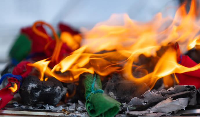 Prayer bundles are burned at the close of Native Moccasins Rock as a way of offering to God the prayers they contain. 
