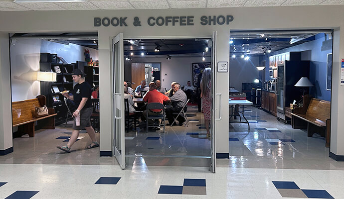 Members of Grace United Methodist Church in Olathe, Kan., gather at the church’s Book & Coffee Shop after worship on Aug. 9. On Friday evenings, the room transforms into a bustling Korean restaurant as diners gather at The Table Korean Cuisine, operated by Bonfire United Methodist Church. Photo by the Rev. Thomas E. Kim, UM News.