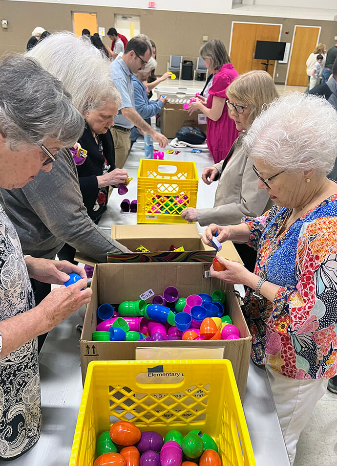 Each year Asbury United Methodist Church in Bossier City, La., partners with Plantation Park Elementary to provide candy-filled Easter eggs for children at the school. “(The congregation’s) favorite thing to do is to be in ministry with the community,” said the Rev. Kelly Berne, pastor at Asbury. Photo courtesy of Bryleigh Smith Photography.