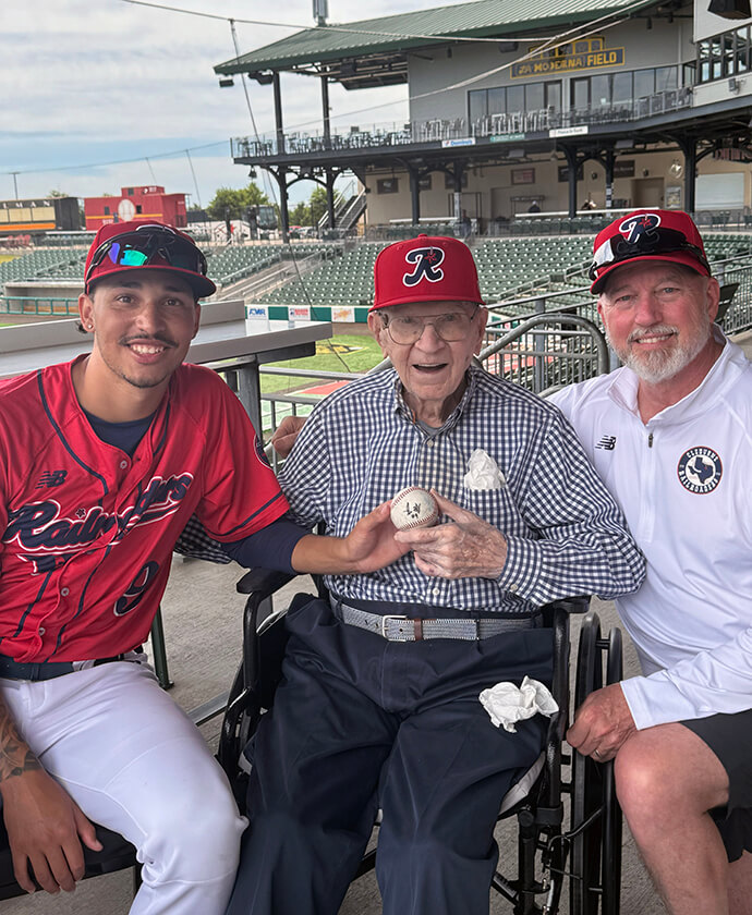 The Rev. Lamar Smith (center) poses in 2025 with his namesake, baseball player Lamar Sparks, and pastoral protégé the Rev. Pat Sparks. Photo courtesy of Pat Sparks.