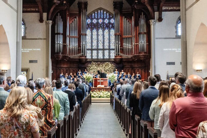 A view of the sanctuary at Highland Park United Methodist Church in Dallas. Highland Park’s church council is recommending its members vote to sever ties with The United Methodist Church in the wake of a civil lawsuit filed by the Horizon Texas Conference. Voting will take place Oct. 25-26 at the church. Photo courtesy of Highland Park United Methodist Church.